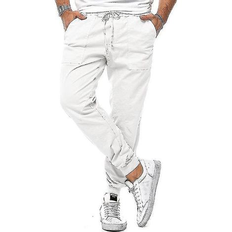 Weiße Herren-Cargohose – XXXL
