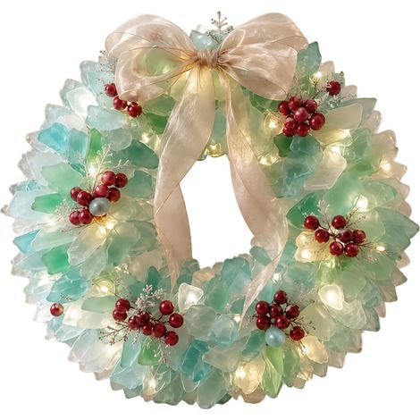 New Design Portable Sea Glass Santa Christmas DIY Set - Wreath