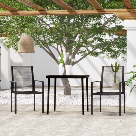 Ensemble à manger de jardin 3 pcs-Salon de jardin-Ensemble repas d'extérieur Noir 935603 (1/5)