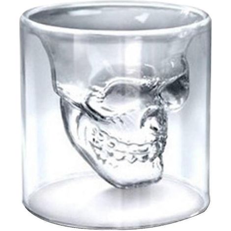 Verre à bière, whisky, vodka, cocktail, tasse en cristal double couche 3D en forme de crâne