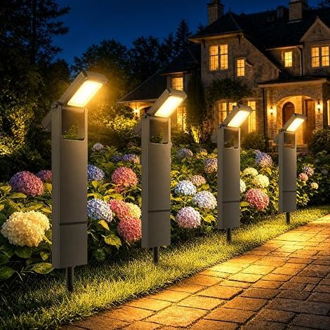 Outdoor Garden Solar Bollard Lamp 300LM 100LM 2.5W Polycrystalline Silicon Solar Panel Suitable for Pathways Patios and Lawns