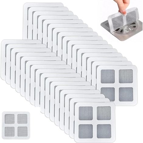 50 PCS Shower Drain Mesh Stickers Drain Cover Stickers Shower Drain Covers Hair Catcher Strainer Plug Trap Filter for Bathroom Bathtub Kitchen (1/5)