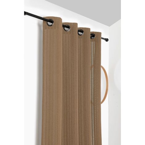 Voilage en coton et chanvre 140x275cm "Tresse" - 140x275cm - Taupe (1/2)