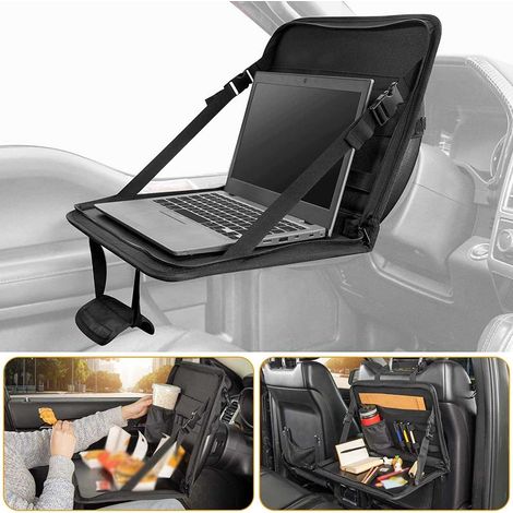 3-in-1 Beistelltisch mit Teller- und Becherhaltern, multifunktionales Auto-Arbeitstablett, Besprechungsorganizer, Kinderschreibtischtasche, Reisetasche