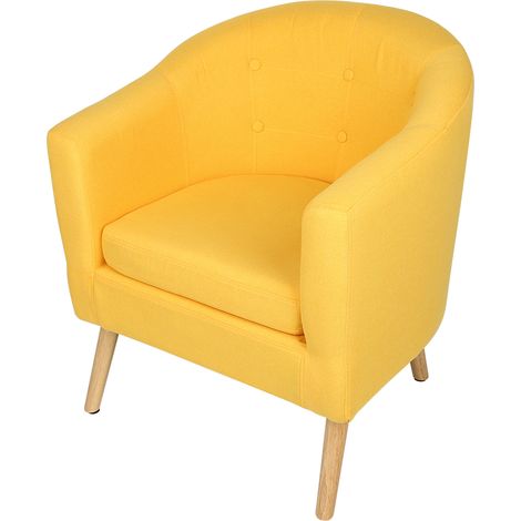 Sessel, Relaxsessel, Fernsehsessel, Loungesessel, aus Stoff, mit gepolstertem Sitzkissen, Beine aus Massivholz, modern, für Wohnzimmer, Esszimmer, Gästezimmer, Skandinavisch 646070 cm gelb (1/5)