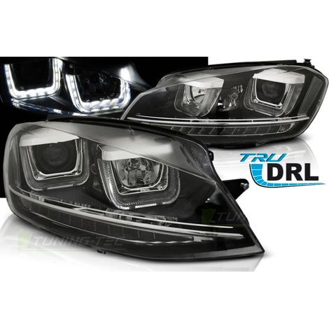 Paire de feux phares VW Golf 7 12-17 U-type DRL led noir-27361974