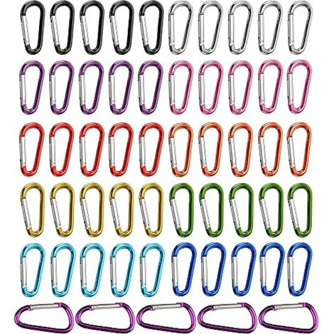 55 pcs Porte-clés Mousqueton, Fort Rebond Mini Mousqueton en Aluminium, Petit Mousqueton à Clé pour Accrocher Hamac/Sac de Montagne/Randonnée/Escalade/Tente/Cle/Clef/Camping -11 Couleurs (1/5)
