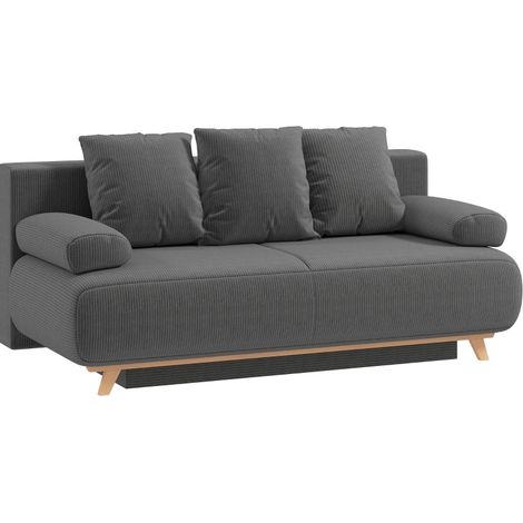 Divano letto con schienale regolabile, vano nascosto, 188 x 100 x 84 cm, grigio DESVIAE (1/5)