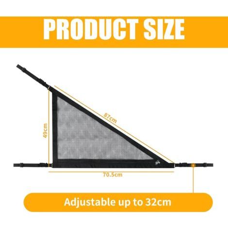 Red de almacenamiento para techo de coche, red organizadora universal para techo de coche, bolsa de almacenamiento triangular para coche, furgoneta, SUV, red para maletero de coche, negra, 70x50cm (1/4)