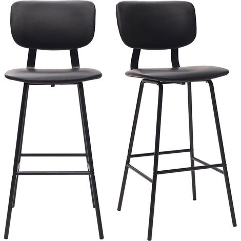 Taburetes de bar moderno negro con patas metal 75 cm (lote de 2) LAB