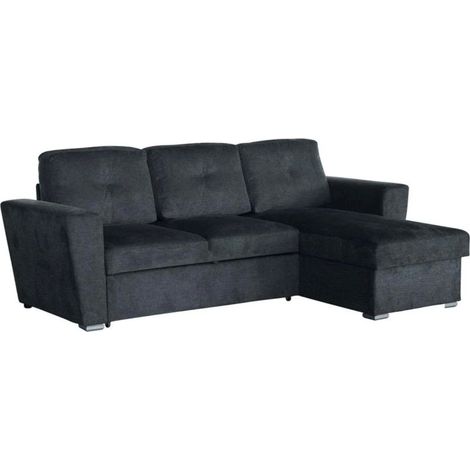 Canapé d'angle CALDERO convertible 3 places avec coffre – Gris foncé – 245 x 90 x 155 cm (1/5)