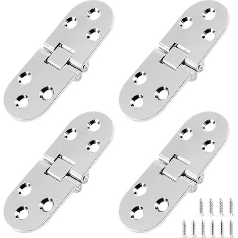 Set di 4 cerniere pieghevoli resistenti per tavolo, cerniera a ribalta per macchina da cucire color argento, cerniera per vassoio da maggiordomo in lega di zinco e ante (7,9 x 3 cm) (1/5)
