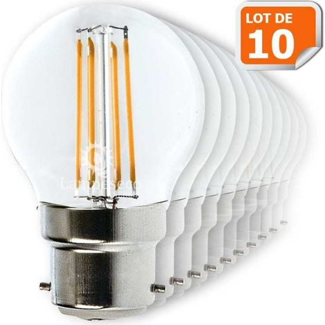 Lampesecoenergie – Lot de 10 ampoules LED B22 4W – Équivalent 42W – Blanc chaud 3000K – Angle d'éclairage 300° – Luminosité 440 lm (1/2)