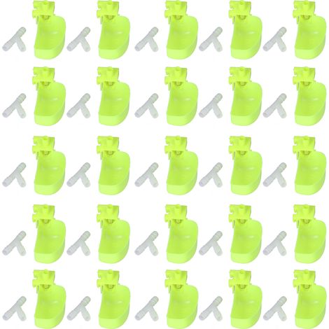 Lot de 25 abreuvoirs automatiques suspendus pour cailles, bol d'abreuvement vert pour pigeons, outil pour boire les oiseaux (1/5)