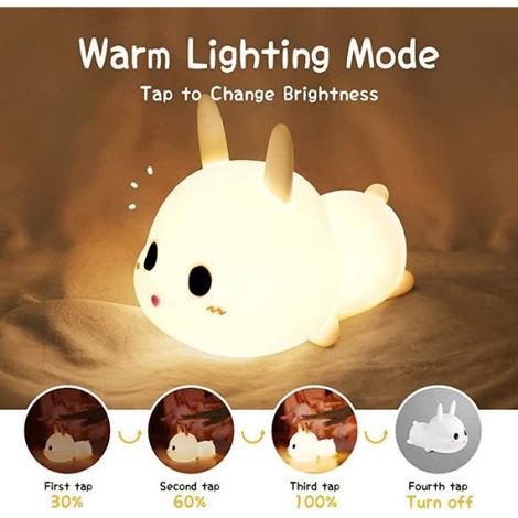 Veilleuse Enfant, Veilleuse Bebe Lapin 7 Couleurs, Contrôle Tap Dimmable Lampe Chevet Enfant Rechargeable VEILLEUSE LAPIN (1/4)