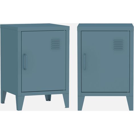 Mesita industrial con 1 puerta, set de 2