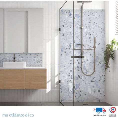 Panneau de douche : Terrazzo de Colonnade - Couleur bleu roi - Alu composite - 90 - 245 (1/3)