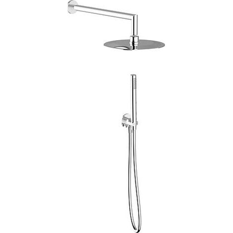 Kit de douche Xerias avec pomme de douche, douchette et coude de raccordement mural rond (1/2)
