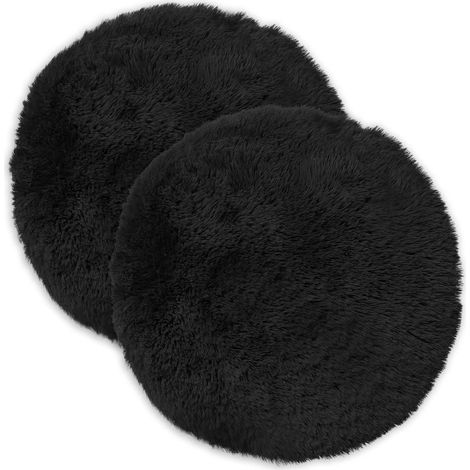 Housse de coussin 2 pcs HEERLEN Noir Ø 40 cm Fleece PV