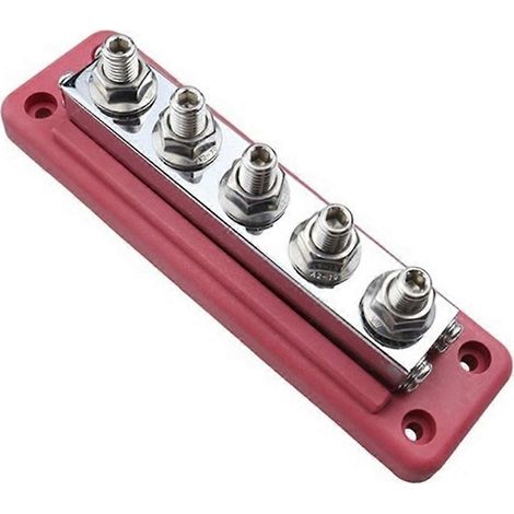 Bloc de distribution d'énergie M8, barre omnibus 24V 600A, bornier électrique, convient aux camions, navires, voitures, camping-cars, véhicules récréatifs, rouge. (1/4)
