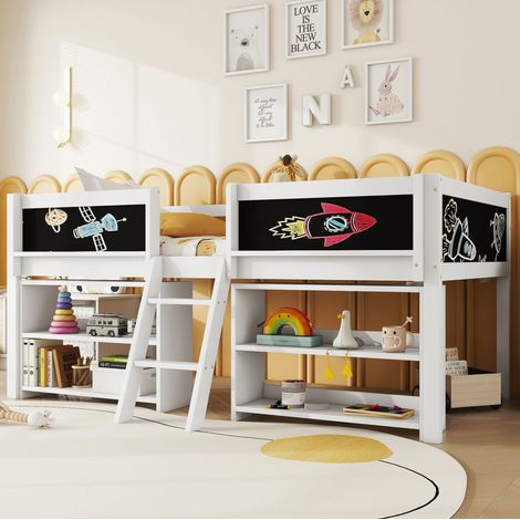 letto salvaspazio 90x200 con ripiani e lavagna bianco OKMYHOME (1/5)