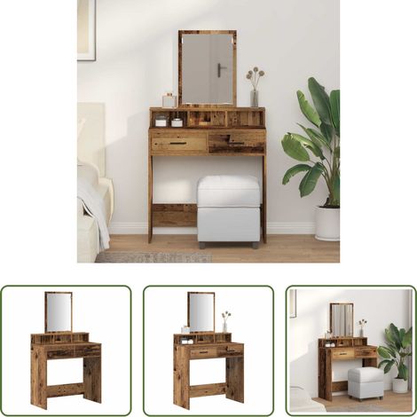 Holzwerkstoff -  Schminktisch mit Regal Altholz 79 x 41 x 140 cm Holzwerkstoff (1/5)