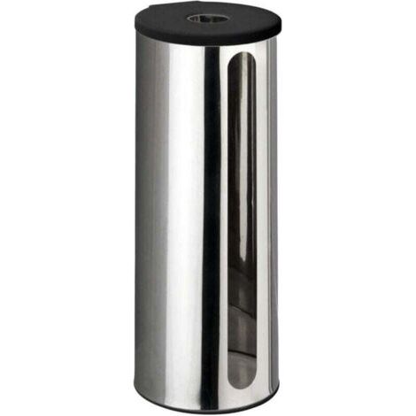 QORVA-Porte papier toilette  Detroit inox mural sans perçage support papier toilette design pour 3 rouleaux brillant facile à installer sans outils dimensions 13.5 x 36 x 14 cm élégant et pratique (1/4)