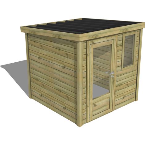 Abri Français – Abri de jardin bois pin traité autoclave 28mm – Bac acier – Dimensions 2,14x2,34m – Installation facile et rapide – Fabrication française