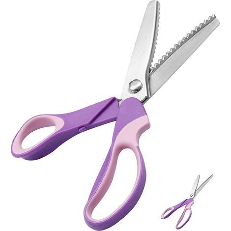 23,5 cm Zackenschere – Professionelle Nähschere aus Edelstahl für Handarbeiten, Leder, Baumwolle, Papier und Stoff (Lila) (1/5)