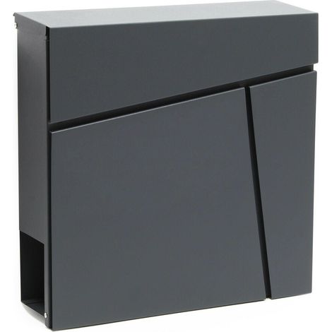 Buzón de pared de diseño antracita revistero para periódicos acero galvanizado 37 x 37 x 10,5 cm antracita 160000098