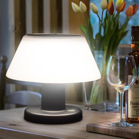 Kabellose Tischleuchte mit 4 Farben, Warmweiß, dimmbar, LED-Nachttischlampe, wiederaufladbare Tischleuchte für drinnen und draußen, IPX4 wasserdicht, dekorative Barlampe, für Schlafzimmer, Balkon, Gar (1/4)