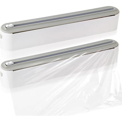 Derouleur Film Alimentaire Magnétique, 2 Pcs Distributeur Papier Aluminium et Film Magnétique, Coupeur Mural Amélioré Dérouleur Rangement Papier Alu et Film Alimentaire avec Coupe (1/5)