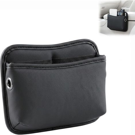 Organizer per tasca laterale auto in pelle PU, supporto per telefono da auto, borsa portaoggetti per sedile e console centrale, organizer per auto per telefono, chiavi, carte (1/5)