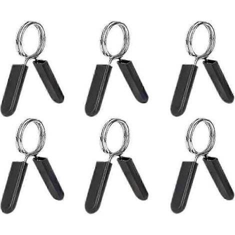 Lot de 6 colliers de serrage à ressort pour barres d'haltères de 25 mm (1 pouce), clips antidérapants et sécurisés pour barres de poids standard, en métal et ABS durables, pour les entraînements à dom (1/5)