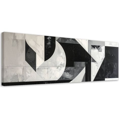 Quadro su tela, Composizione astratta bianco e nero, 90x30 (1/5)