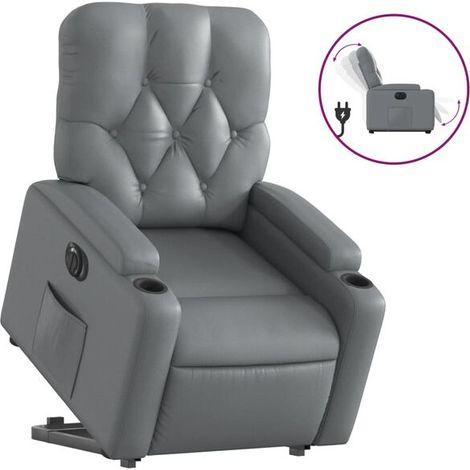 Fauteuil inclinable électrique en similicuir gris (1/5)