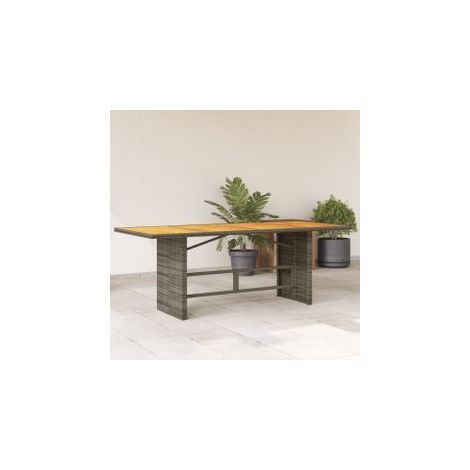 Table de jardin et dessus en bois d'acacia gris résine tressée (1/5)