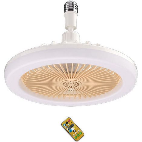 Ventilateur De Plafond - Avec Télécommande Et Lampe LED 30 W E27 - Installation Sur Douille E27 - Blanc Crème - 250 X 250 X 110 Mm - 1 Pièce (1/5)