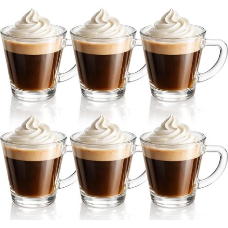6x Verre à espresso, Poignée ergonomique, Forme conique, Verre borosilicate, Résistant chaleur, Lave-vaisselle, Micro-ondes, 70ml (1/5)