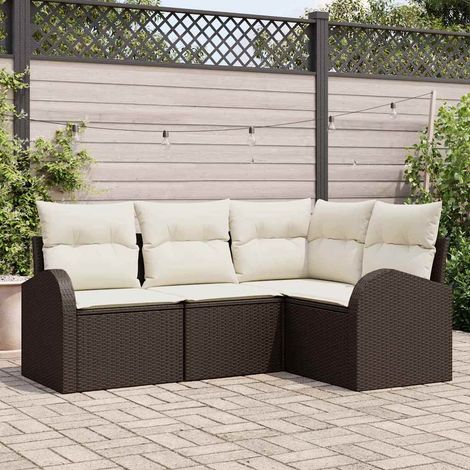 Gartensofa-set Braun Poly-Rattan