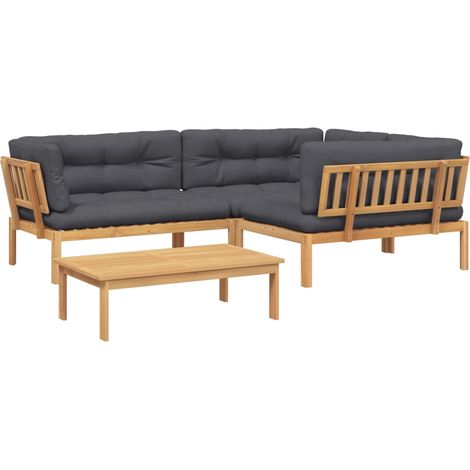 Maison Exclusive - 4-tlg. Garten-Sofagarnitur aus Paletten mit Ki (1/5)