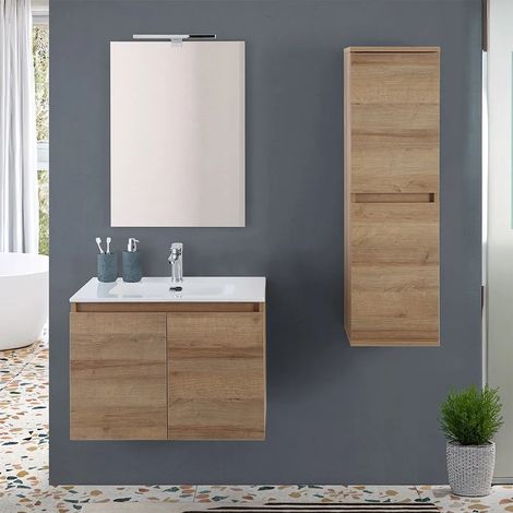 Mobile bagno sospeso 70 cm rovere africa con 2 ante soft-close Kleo (1/5)