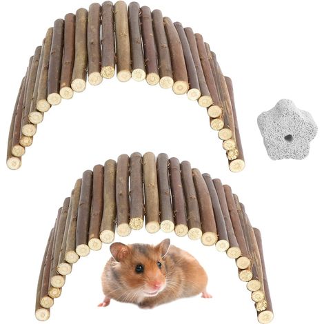 2 Pont en osier, Bois naturel, Flexible, Jouet à mâcher, Pour hamster lapin rongeur