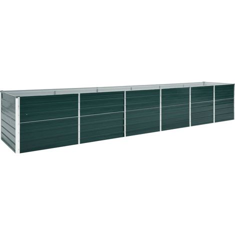 Jardinière Bac A Fleur Lit surélevé de jardin Acier galvanisé 480x80x77 cm Vert 27501 (1/5)