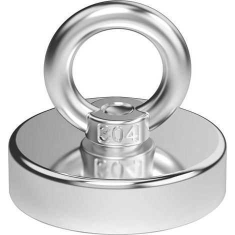 Puissant aimant neodyme diamètre 48 mm 75KG force de traction pour l'industrie et la science, pêche magnétique (1/5)
