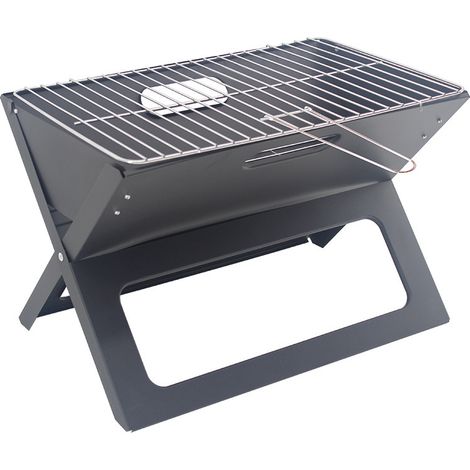 Barbecue pliable en acier noir – Surface de cuisson 46.3x31.2cm – Avec grillage et pinces – Pour camping et pique-nique (1/5)