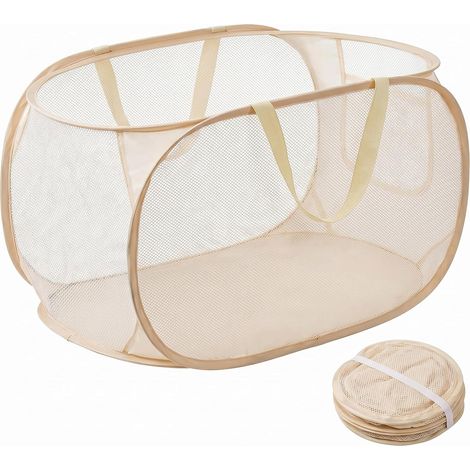 Paniers À Linge Pliable, Corbeille À Linge Sale Avec Poignées, Pop Up En Panier Rangement Linge Grand Capacité, Panier A Linge Pliable Pour Laverie, Buanderie, Maison, Dortoir (Beige)(Lot de 2) (1/5)