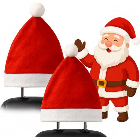 2x Cappello di Babbo Natale per poggiatesta auto, decorazione natalizia per auto (1/5)