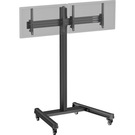 Support TV sur roulettes 2 écrans 43'' - 49'' Hauteur 175cm, Inclinable noir (1/3)