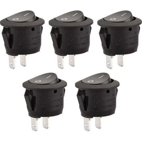 Set mit 5 Drehschaltern - 2-polig SPST, 6 A, 250 VCA, UL, VDE - Schwarz FLITI (1/4)